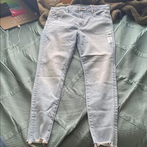 American Eagle Outfitters Light Blue Distressed Hem Jeans